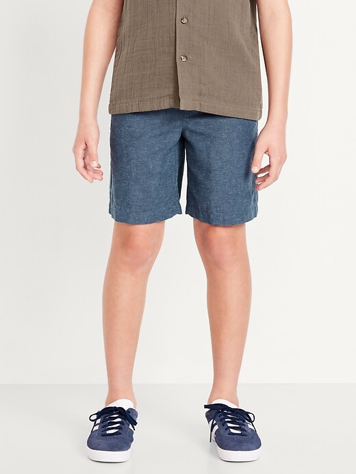 Knee Length Linen-Blend Shorts for Boys