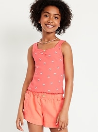 Image number 1 showing, Printed Fitted Ribbed Tank Top for Girls