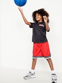 Image number 1 showing, Knee Length Mesh Basketball Shorts for Boys