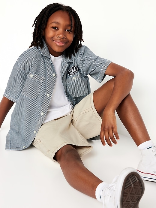 Image number 3 showing, Knee Length Baggy Carpenter Jean Shorts for Boys