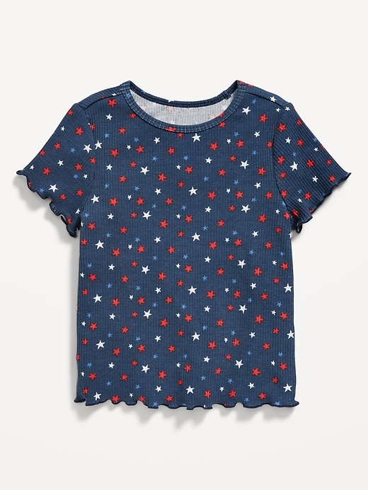Image number 1 showing, Printed Short-Sleeve Lettuce-Edge T-Shirt for Toddler Girls