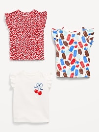 Image number 2 showing, Short-Sleeve Ruffle-Trim T-Shirt 3-Pack for Toddler Girls