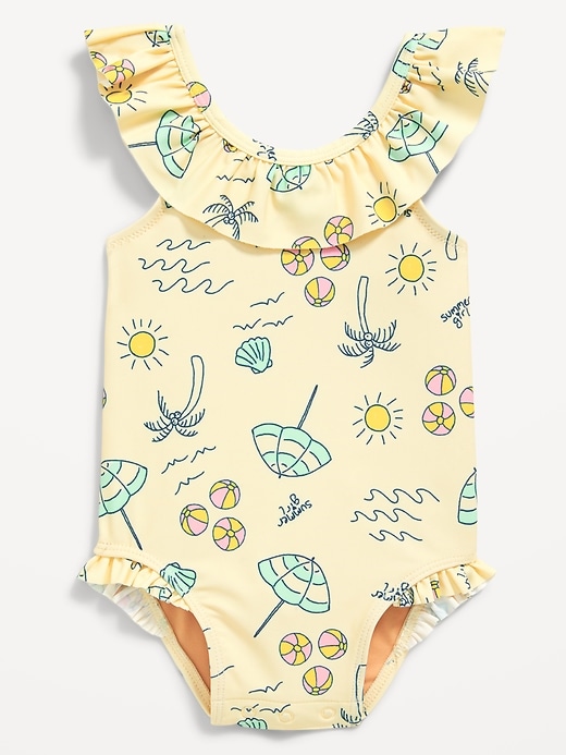 Printed Ruffle-Trim One-Piece Swimsuit for Baby Old Navy