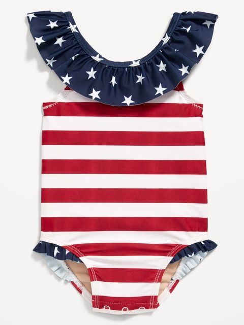Printed Ruffle-Trim One-Piece Swimsuit for Baby