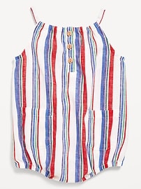 Image number 2 showing, Printed Sleeveless Henley One-Piece Romper for Baby
