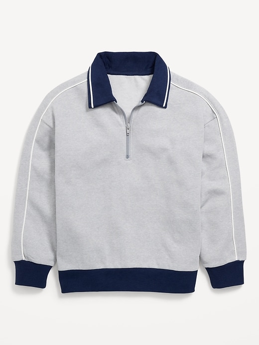 Image number 2 showing, Collared Quarter-Zip Fleece Sweatshirt for Boys