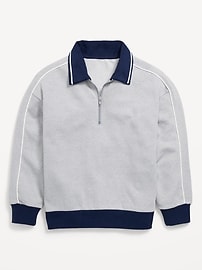 Image number 2 showing, Collared Quarter-Zip Fleece Sweatshirt for Boys