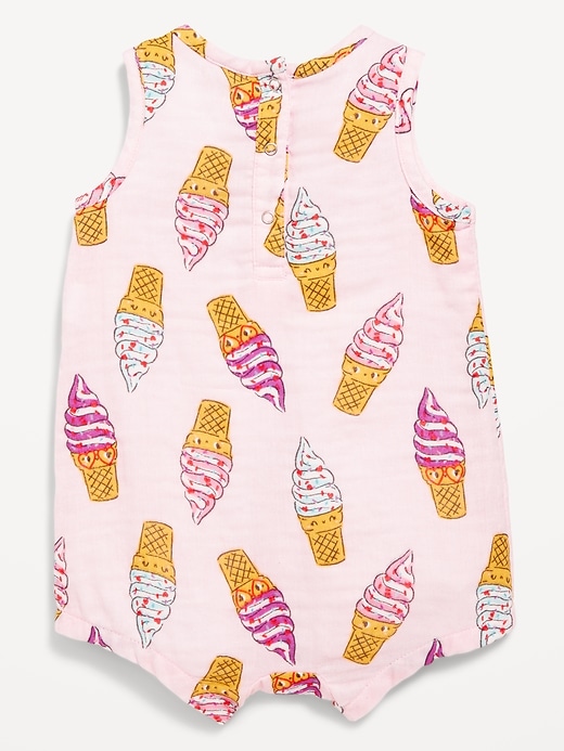 Image number 2 showing, Printed Sleeveless Double-Weave One-Piece Romper for Baby