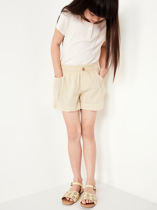 Image number 3 showing, Printed Linen-Blend Utility Shorts for Girls