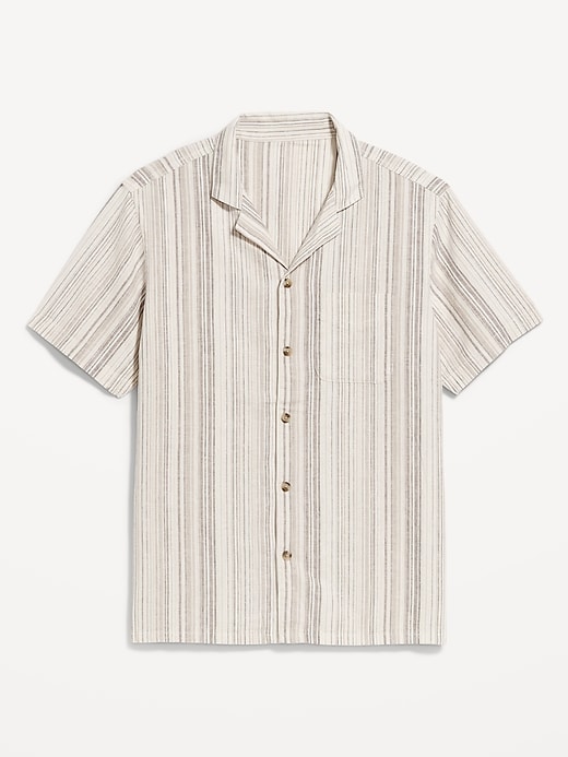 Image number 4 showing, Short-Sleeve Linen-Blend Striped Camp Shirt