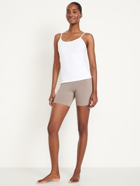 High-Waisted Jersey Biker Shorts -- 6-inch inseam - Chocolate Malted