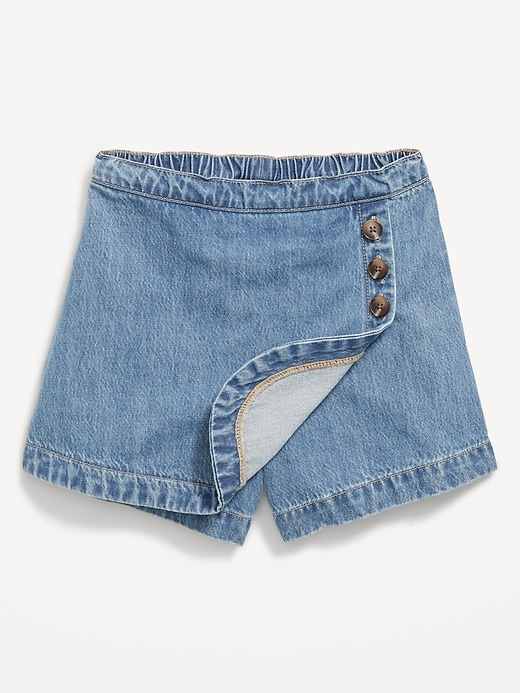 Image number 5 showing, High-Waisted Wrap-Front Jean Skort for Girls
