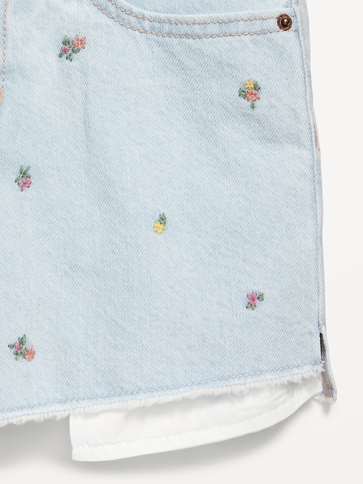 Image number 4 showing, High-Waisted Embroidered Frayed-Hem Jean Shorts for Girls