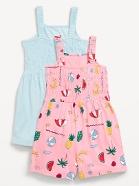 Image number 2 showing, 2-Pack Waist-Defined Sleeveless Smocked Romper for Girls