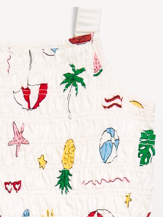 Image number 4 showing, Printed Sleeveless Smocked Romper for Girls