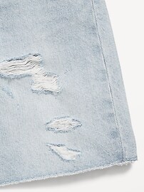 Baggy Frayed-Hem Bermuda Jean Shorts for Girls