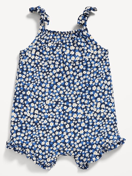 Sleeveless Tie-Knot Graphic One-Piece Romper for Baby