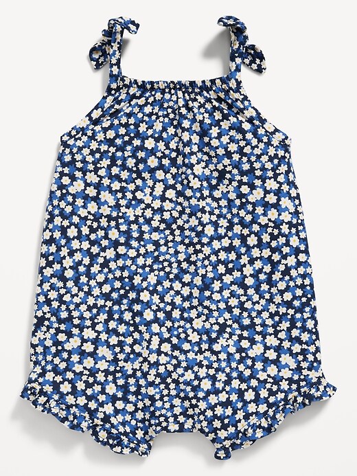 Sleeveless Tie-Knot Graphic One-Piece Romper for Baby