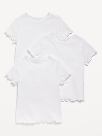 Image number 1 showing, Short-Sleeve Lettuce-Edge T-Shirt 3-Pack for Toddler Girls