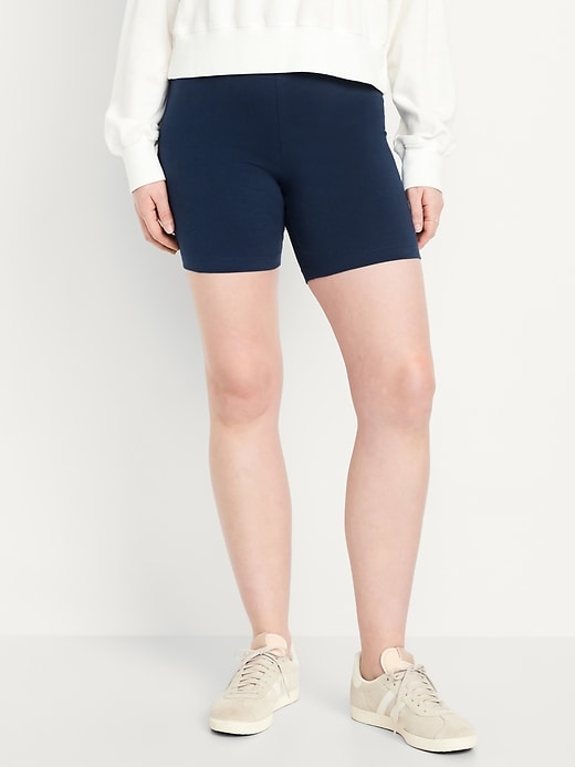 Image number 4 showing, High-Waisted Jersey Biker Shorts -- 6-inch inseam