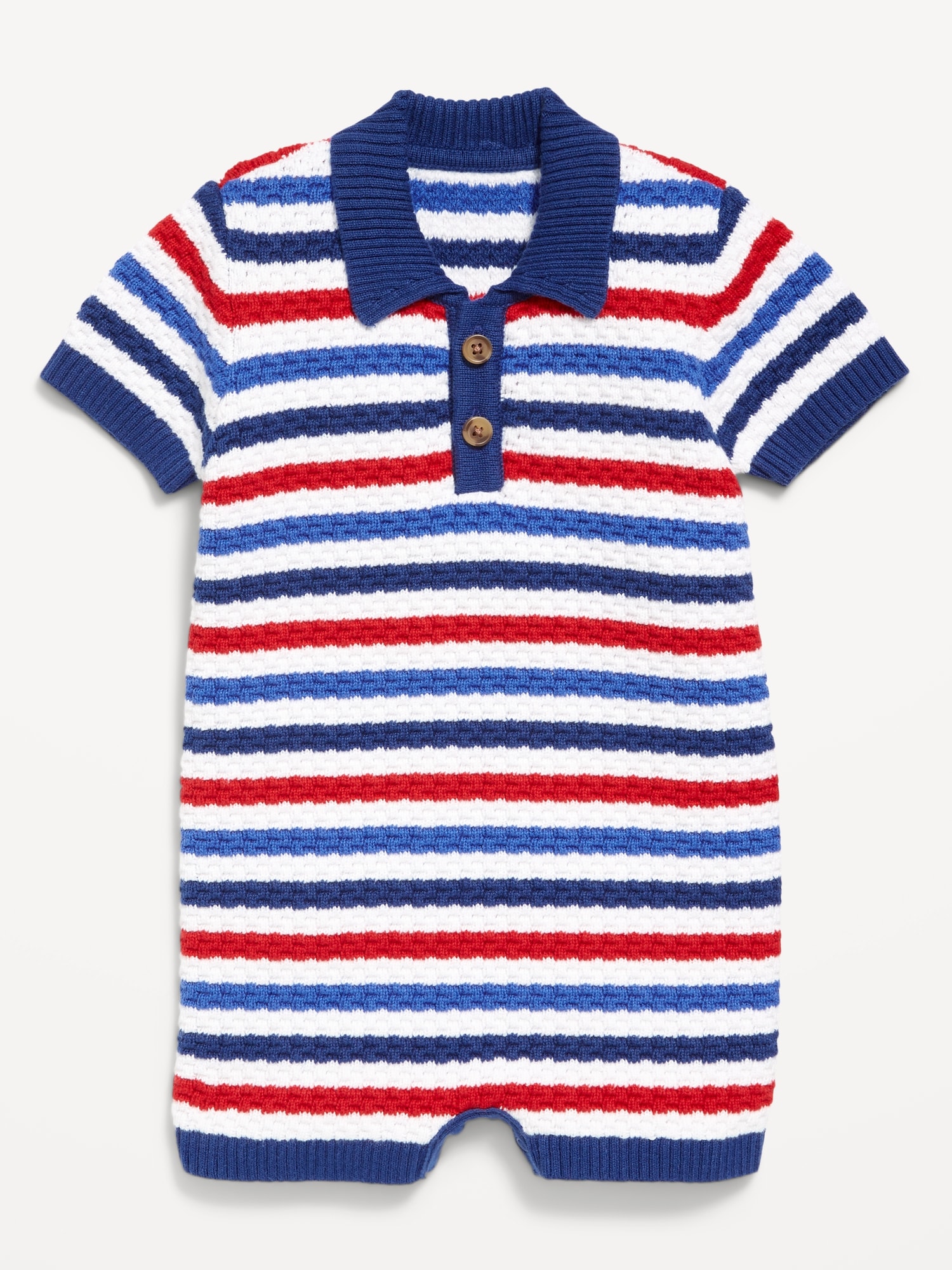 Sweater-Knit Polo One-Piece Romper for Baby