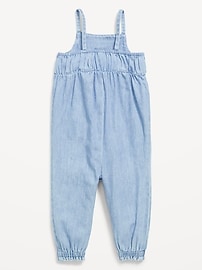 Image number 3 showing, Sleeveless Chambray Pocket Jumpsuit for Baby