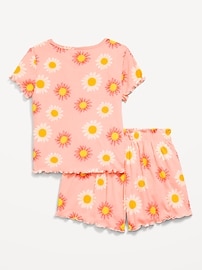 Image number 2 showing, Ribbed Lettuce-Edge Pajama Top and Shorts Set for Girls