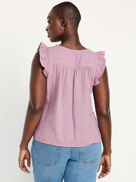 Image number 6 showing, Sleeveless Crinkle Gauze Top