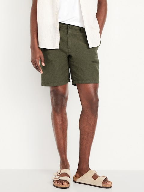 Slim Rotation Linen-Blend Chino Shorts -- 8-inch inseam - Simply Sage