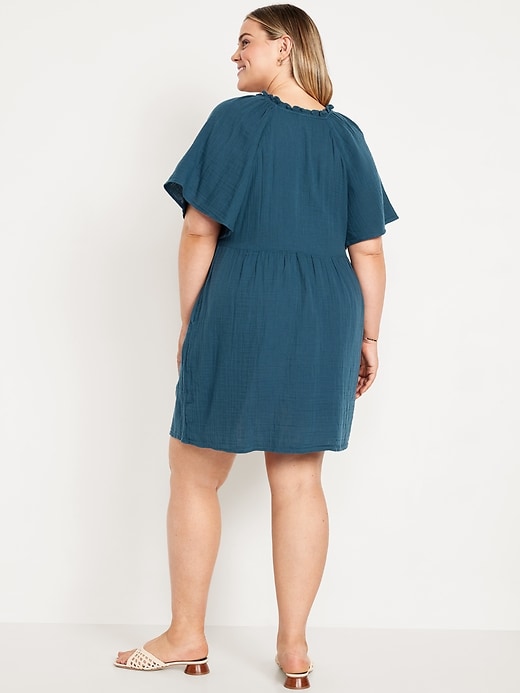 old navy cotton gauze dress Split-Neck Crinkle Gauze Mini Swing Dress