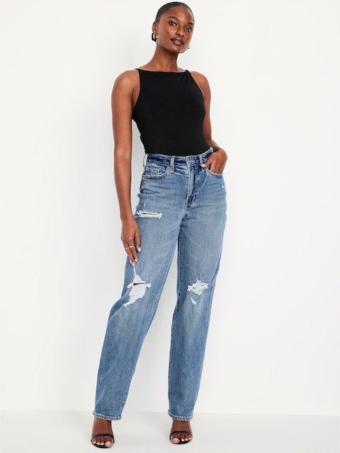 Curvy High-Waisted OG Loose Jeans - Ripped Medium Wash