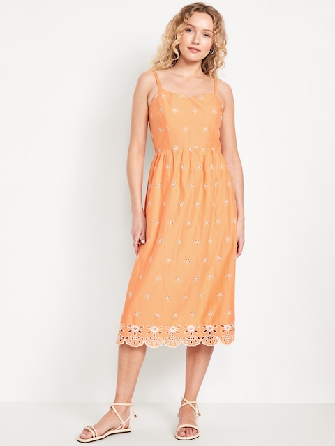 Fit & Flare Eyelet Midi Dress