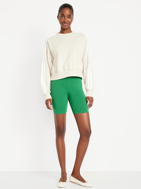 High-Waisted Biker Shorts -- 8-inch inseam - Green Mangrove