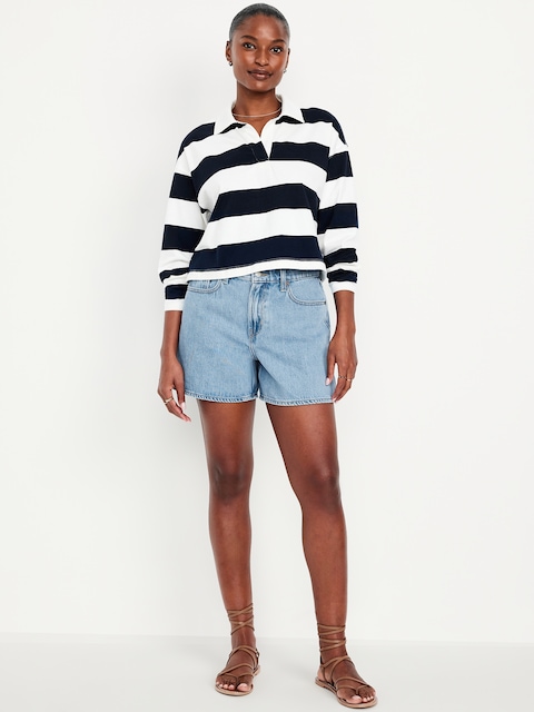 Curvy High-Waisted Baggy Jean Shorts -- 5-inch inseam