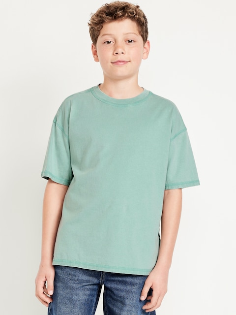 Oversized Washed Short-Sleeve T-Shirt for Boys