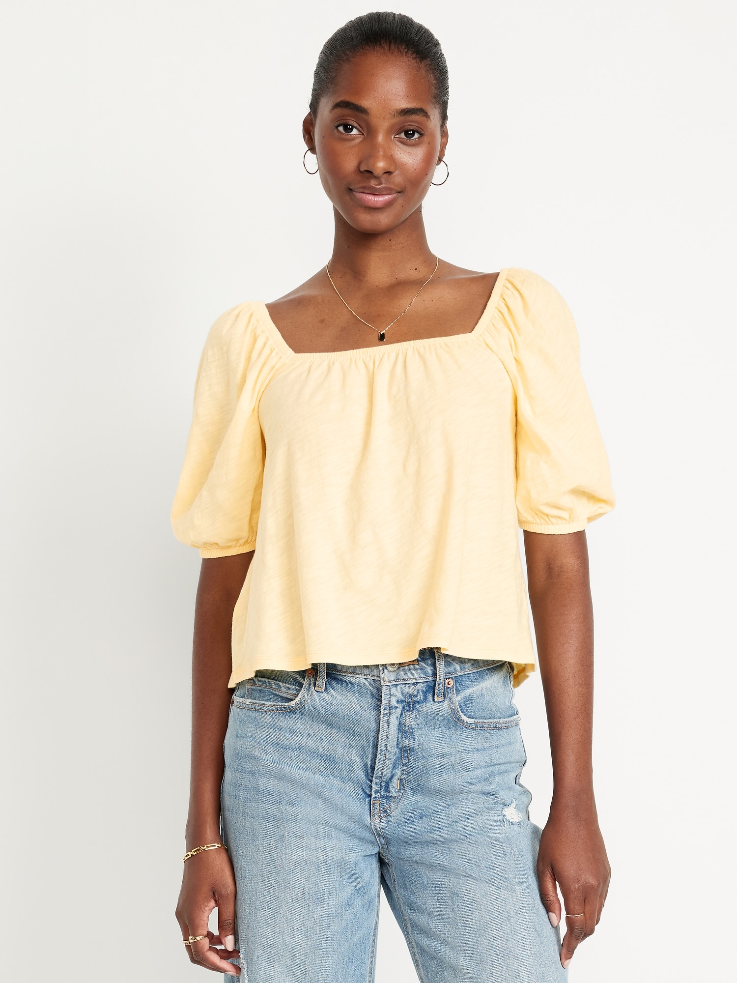 Square-Neck Puff-Sleeve Top | Old Navy