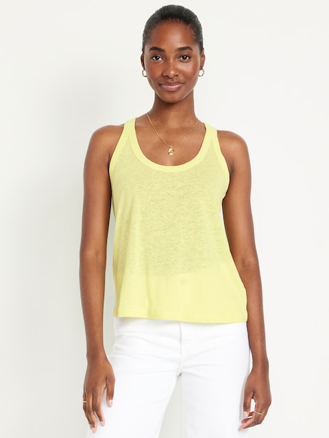 Linen-Blend Tank Top - Yellowlime