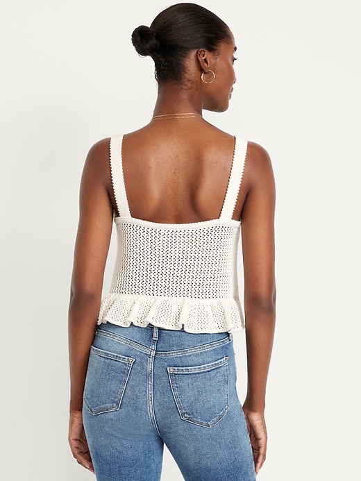 Image number 2 showing, Sleeveless Open-Stitch Peplum Sweater