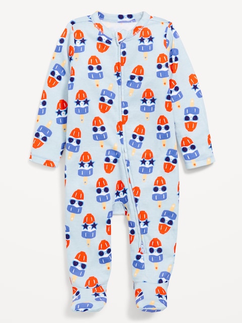 Printed 2-Way-Zip Sleep & Play Footed One-Piece for Baby - Americana Popsicles