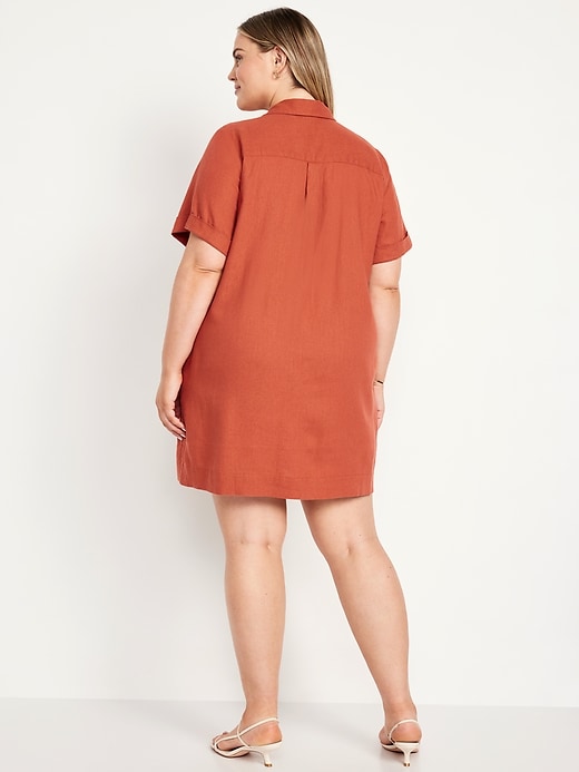 Image number 8 showing, Linen-Blend Shirt Dress