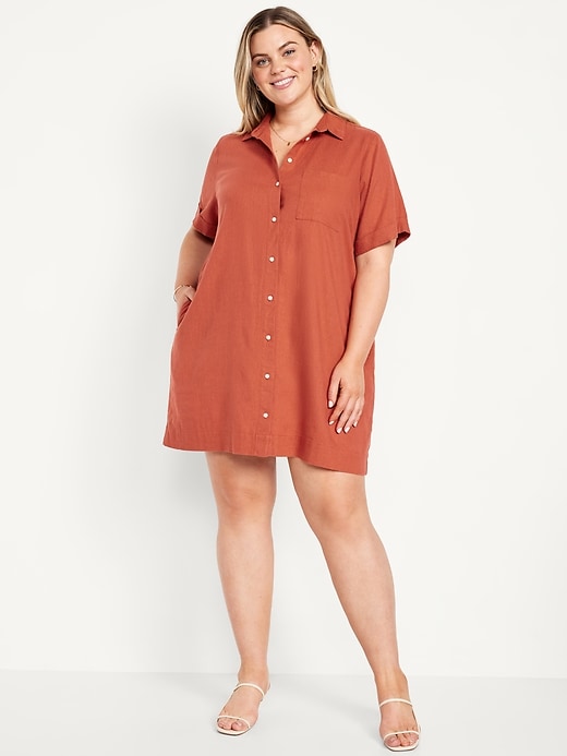 Image number 7 showing, Linen-Blend Shirt Dress