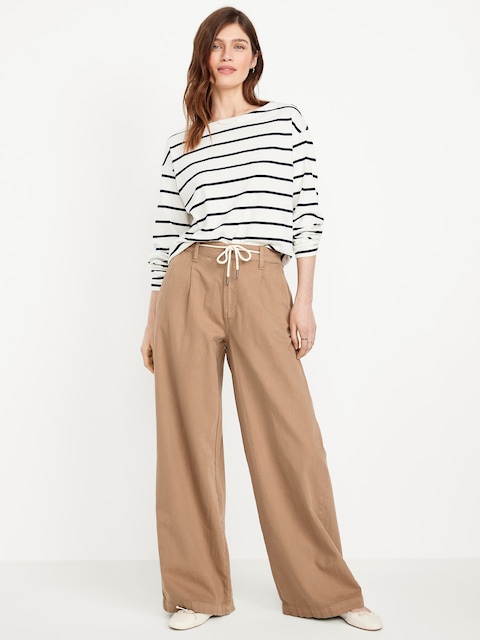 High-Waisted Super Wide-Leg Drapey Pants - Teakwood
