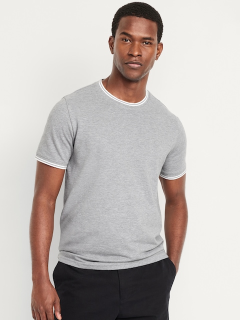 Textured Pique T-Shirt - Heather Gray