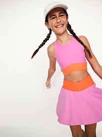 Image number 1 showing, High-Waisted Crossover PowerSoft Skort for Girls