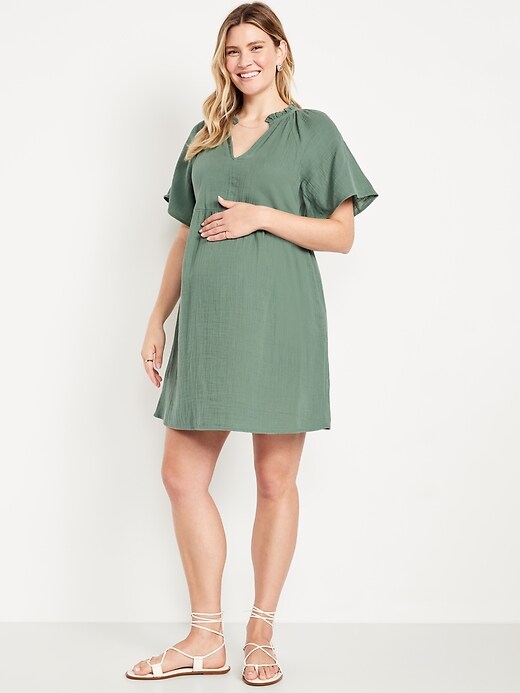 Maternity Crinkle Gauze Mini Dress