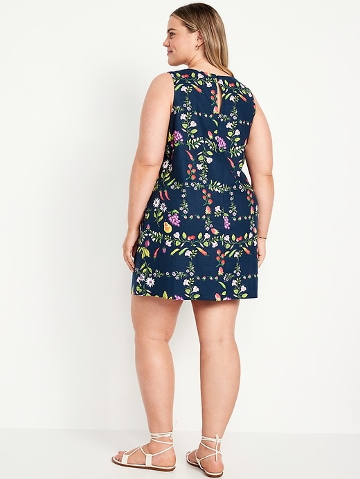 Image number 8 showing, Sleeveless Linen-Blend Mini Shift Dress