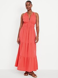 old navy fit & flare crinkle gauze maxi dress Fit & Flare Crinkle Gauze Maxi Dress