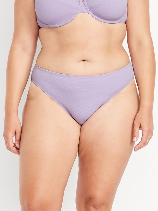 Image number 7 showing, Mid-Rise Textured Bikini Swim Bottoms