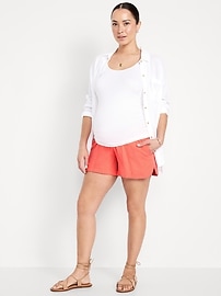 Image number 1 showing, Maternity Foldover-Waist Pull-On Shorts -- 4-inch inseam