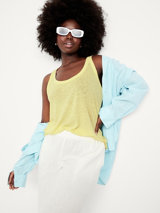 Image number 3 showing, Linen-Blend Tank Top